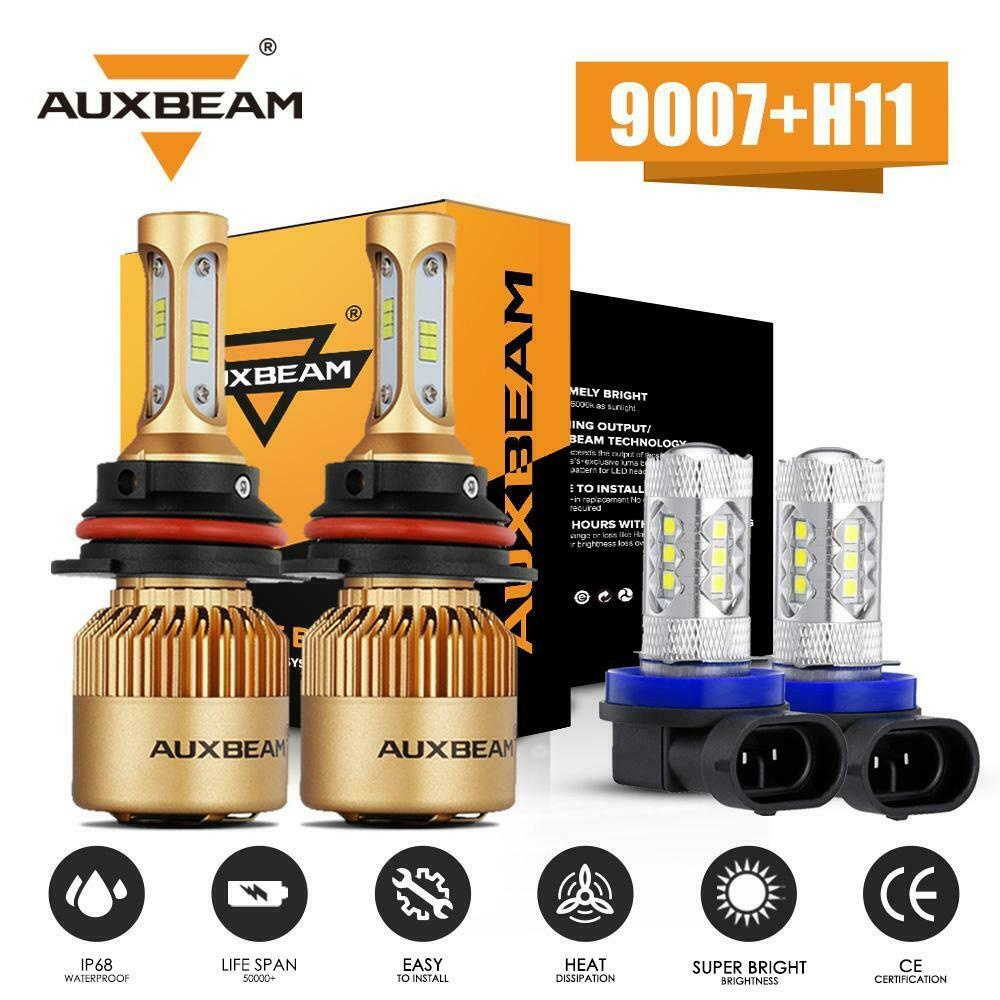 AUXBEAM 9007 HB5 + H11 H9 H8 LEDヘッドライト高低ビームフォグランプ球根6000K