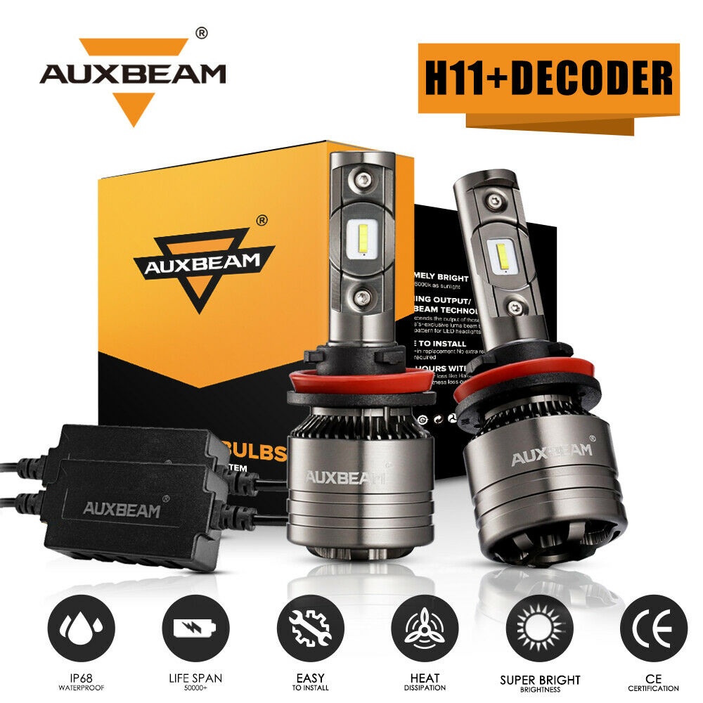 AUXBEAM H11 H9 H8 LEDヘッドライト電球ハイ/ロービーム6500K +エラーCANバスデコーダ