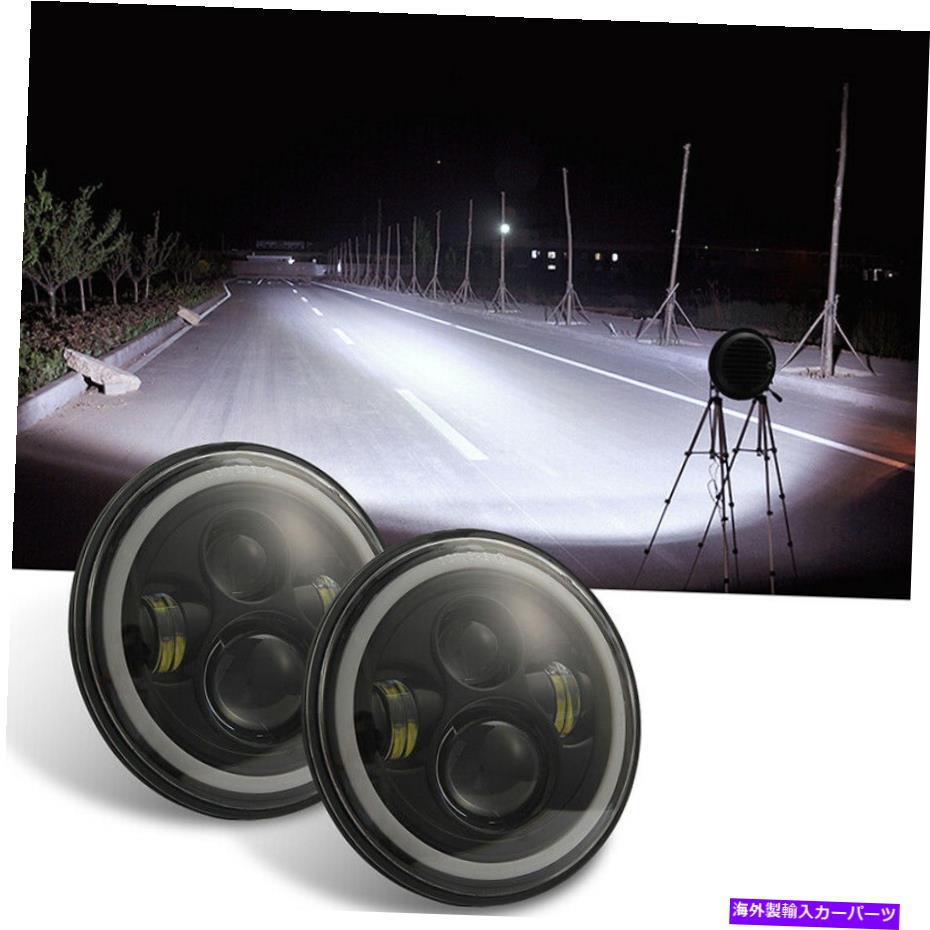 USヘッドライト ジープラングラーJK TJ LJ CJのための1ペア7 '' LED車のヘッドライトハローアングルアイランプ 1 Pair 7'' LED C