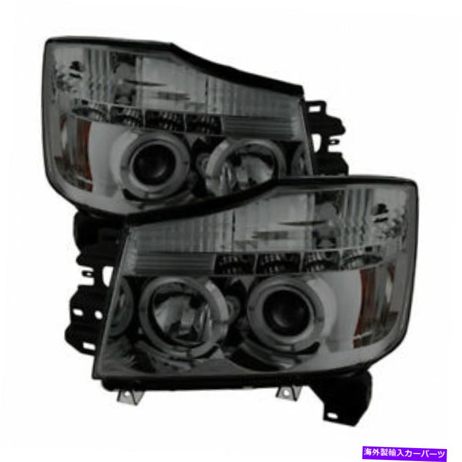USヘッドライト 日産アルマダ2005-2010プロジェクターヘッドライトLED Halo LEDの煙 Spyder For Nissan Armada 2005-2010 Projec