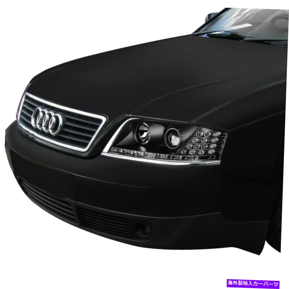 USヘッドライト 98-02 Audi A6 C5のための黒LED DRLストリップの琥珀色の信号プロジェクタのヘッドライトLH + RH BLACK LED DRL