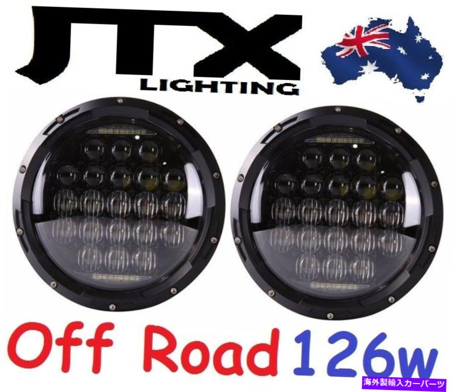 USヘッドライト 1組のJTX 7 OFF ROAD LEDヘッドライトライトDRL 126W 1 pair of JTX 7 Off Road LED Headlight Lights with DR