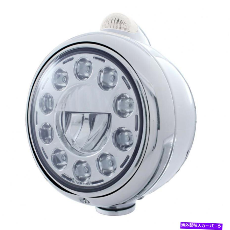 USヘッドライト クロムLED「ガイド」ヘッドライト11 LED高電源電球とクリアレンズ Chrome LED GUIDE Headlight with 11 LED Hi