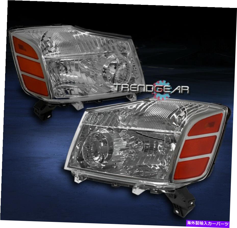 USヘッドライト Crystal Headlights Lamp Chrome / Amber 2004-2014 Titan / 2004-2007 Armada Pickup CRYSTAL HEADLIGHTS LAMP