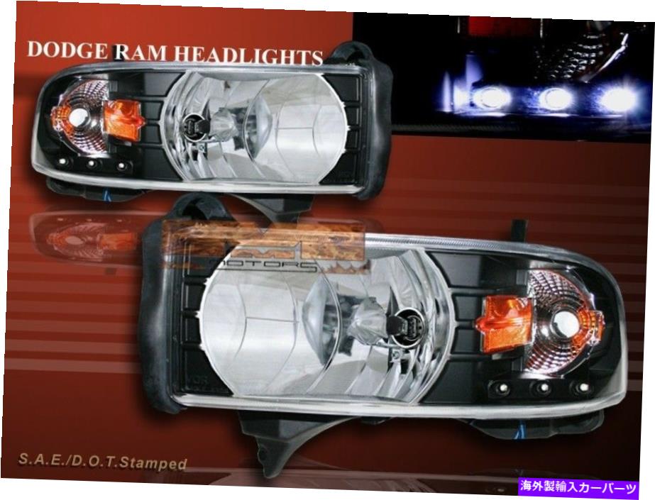 USヘッドライト 94-01 Dodge Ram Pickup 1500 2500 3500 LEDヘッドライトブラックW /琥珀色 94-01 DODGE RAM PICKUP 1500 2500 3
