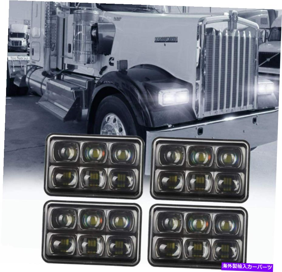 USヘッドライト 4×6 LEDヘッドライトDRLブラックKenworth 357 379 T400 T800 W900 4x6 LED Headlight DRL Black Sealed for K