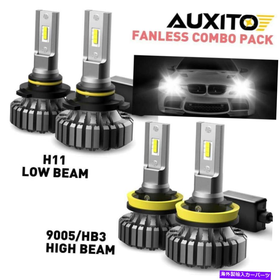 USヘッドライト AUXITO LEDヘッドライト電球9005 H11こんにちはロービーム6500Kコンボ200WキットSMDファンレス AUXITO LED Headl