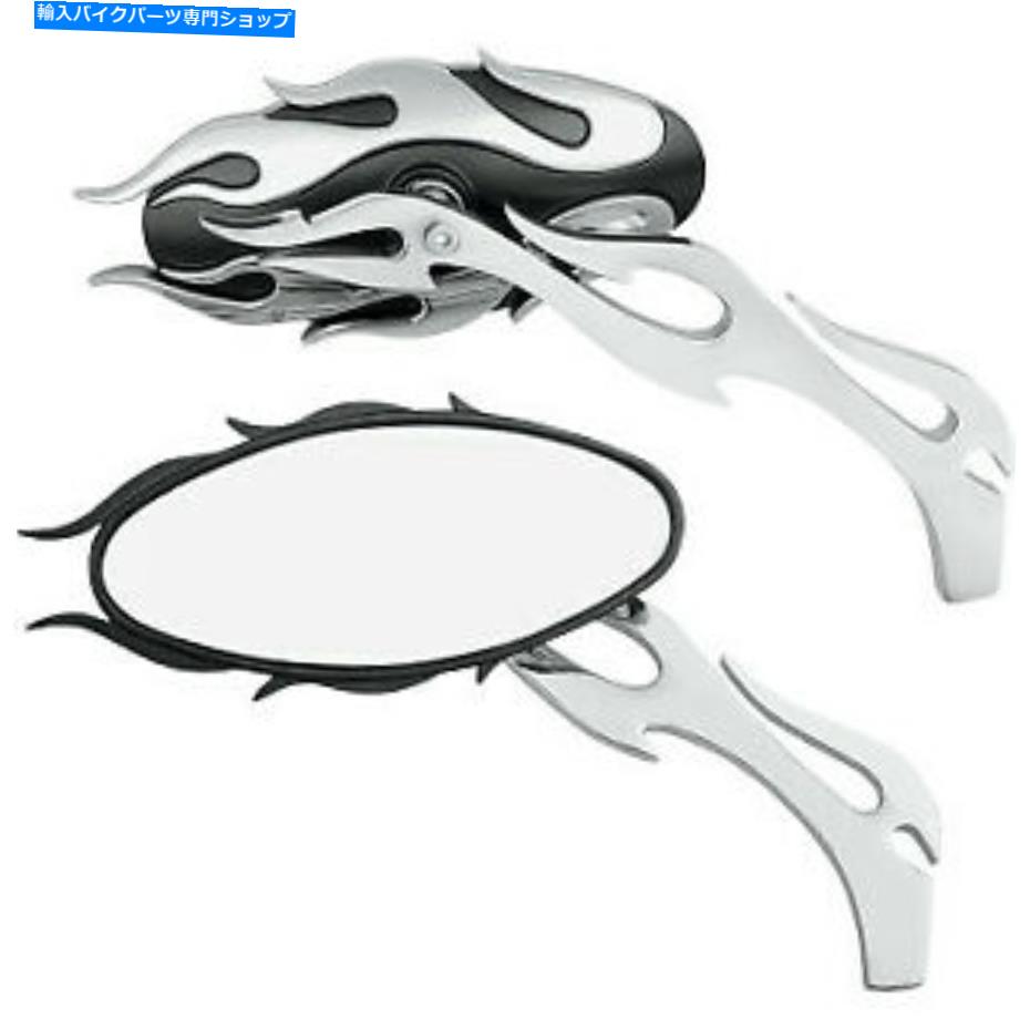 Mirror ドラッグスペシャリーフレームオーバルミラーブラック/クローム0640-0483 Drag Specialties Flame Oval Mirror Black/Chr