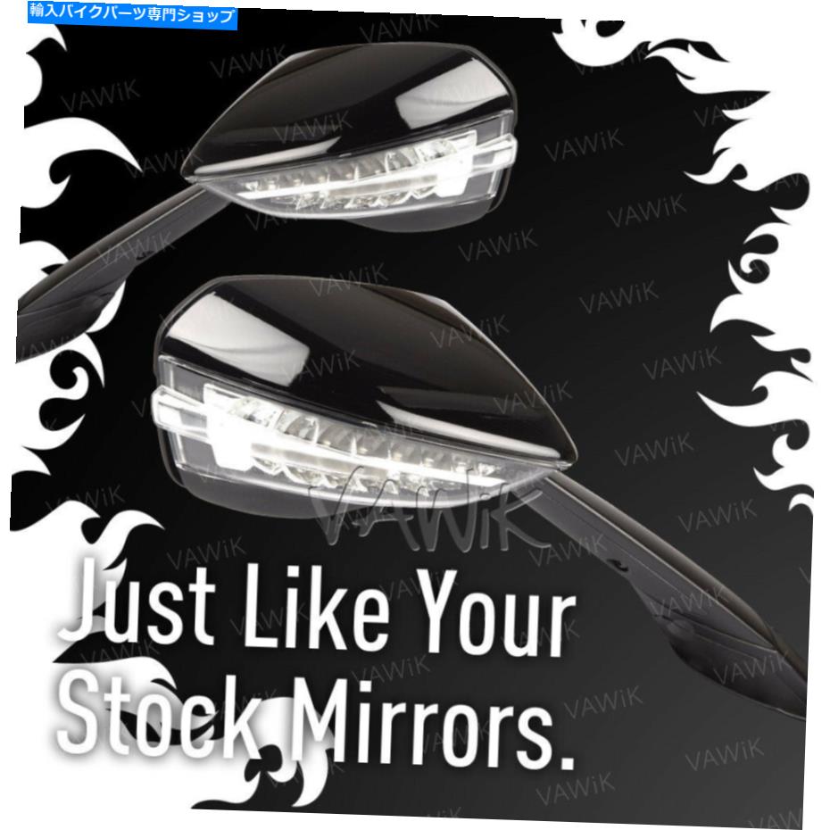 Mirror VAWIK OEM交換LEDミラーブラックフィットAprilia RSV4 '09 -'15 xペア VAWiK OEM replacement LED mirror black fits Apr