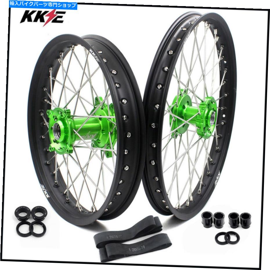 ホイール KKE 21/18 Enduro Wheels Rims Kawasaki KX250F KX450F 2006-2021 CNC Green KKE 21/18 Enduro Wheels Rims Set For KA